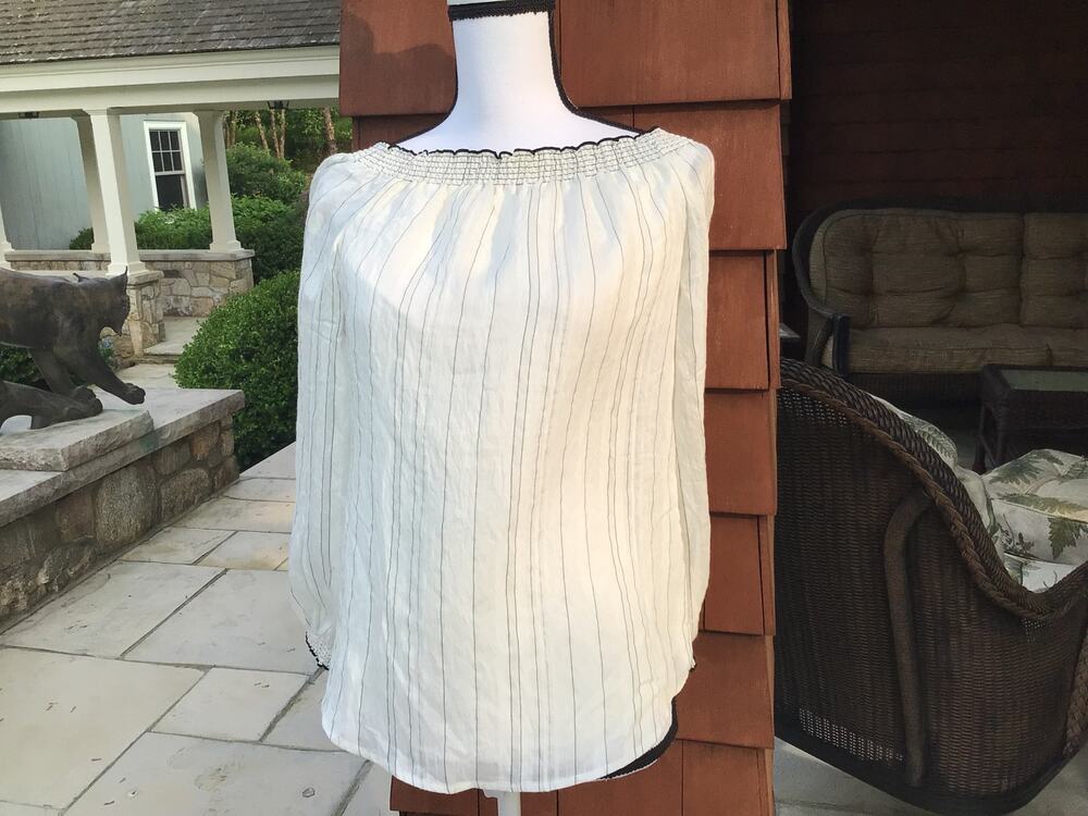 White House Black Market Off Shoulder Stripe Blouse Sz S